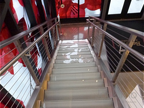 Bel Air Bar, glass treads, glass steps, glass stair treads, anti-slip glass, anti-skid glass